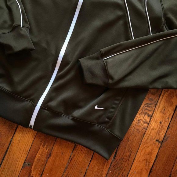 Vintage Y2K Nike The Athletic Department Mens Olive Green White Sweatshirt Jacke - Picture 2 of 4